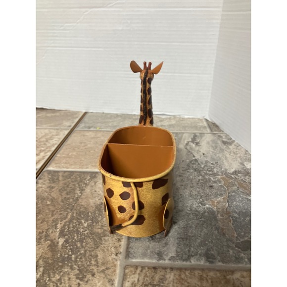 Metal Giraffe Planter Pot Holder Organizer Desk Decor Safari Jungle - Picture 4 of 8